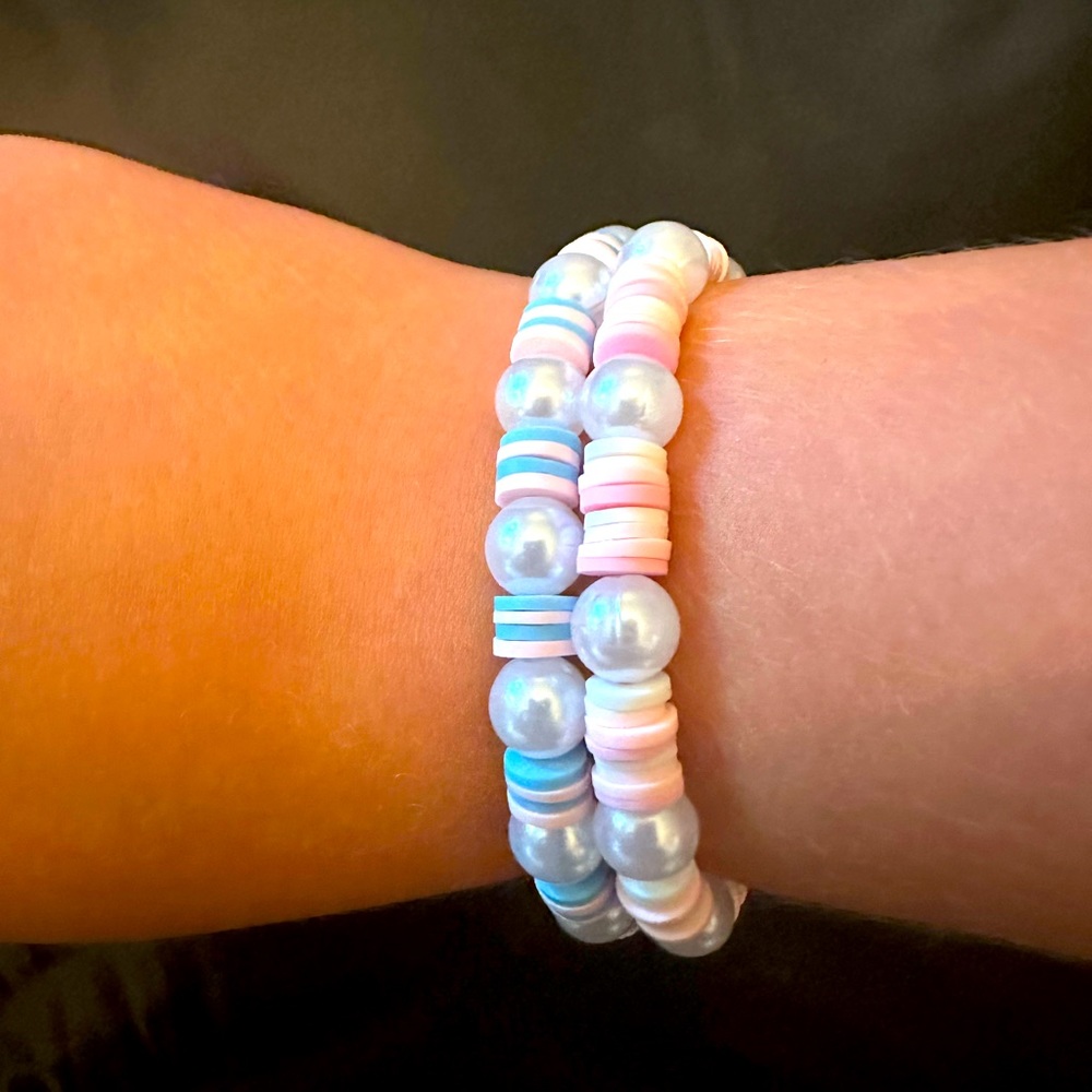 Handmade clay bead bracelets for kids juniors and small to medium wrists